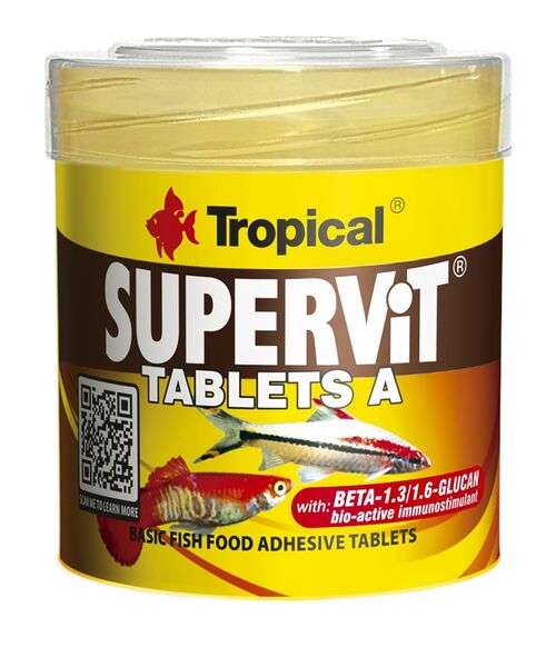 Tabletki wieloskładnikowe dla ryb Supervit Tablets A 50 ml / 36 g, 80 sztuk Tropical