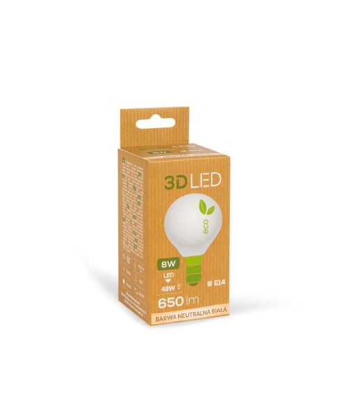 Żarówka ledowa 3LED kulka E-14 8 W barwa neutralna