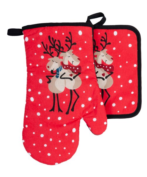 Zestaw łapka i rękawica kuchenna Jingle Bells mix wzorów