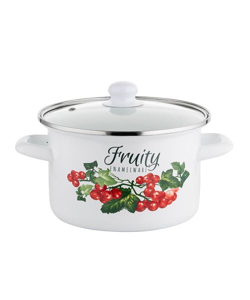 Garnek emaliowany prosty Kalina z pokrywką 18 cm 2,65 l
