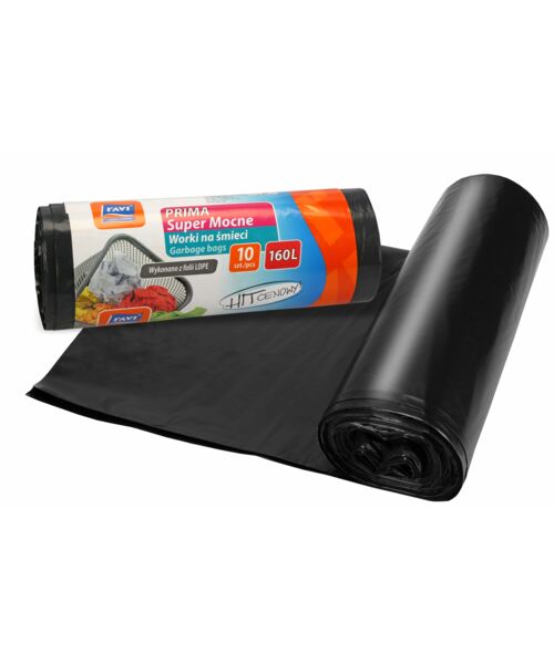 Worki na śmieci Prima 160 l LDPE czarne, 10 szt.