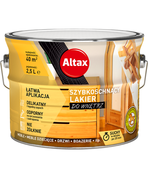 Lakier szybkoschnący do wnętrz 2.5 l bezbarwny połysk Altax