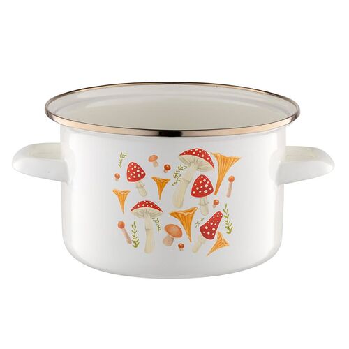 Garnek emaliowany prosty Grzybki bez pokrywki 22 cm 4,8 l