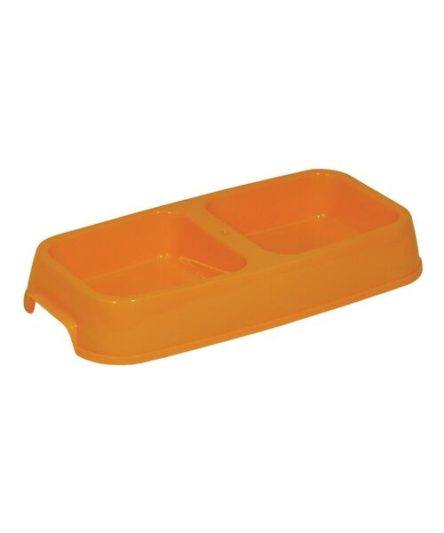 Miska podwójna dla psa kota plastikowa żółta