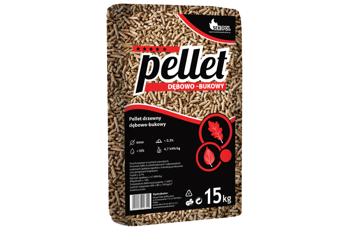 Pellet drzewny dębowobukowy 15 kg