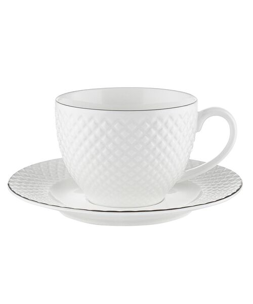 Filiżanka ze spodkiem Tiffany platinium 260 ml biały