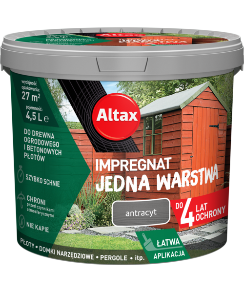 Impregnat do drewna ogrodowego JEDNA WARSTWA 4,5 l Antracyt Altax