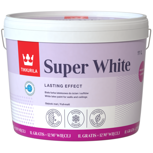 Farba lateksowa Tikkurila Super White Biała 10 l +10% GRATIS