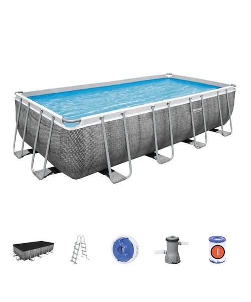 Basen stelażowy prostokątny 488 x 244 x 122 cm z pompą, drabinką, dyspenserem i pokrywą Bestway