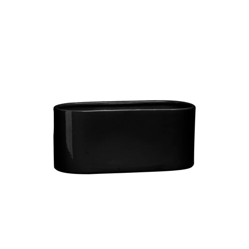 Osłonka ceramiczna ogródek storczyk 32 x 16,5 cm czarny połysk symbol 649