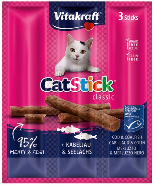 Przysmak dla kota Cat Stick Mini 3 sztuki dorsz/czarniak Vitakraft