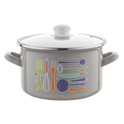 Garnek emaliowany prosty Staffio z pokrywką 22 cm 4,7 l