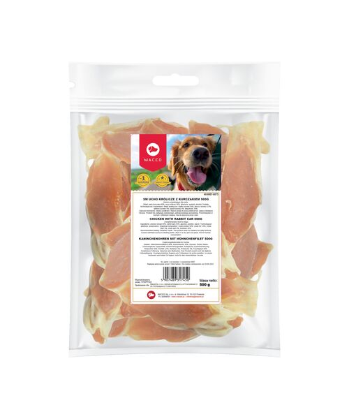 Karma uzupełniająca dla psów ucho królicze z kurczakiem 500 g