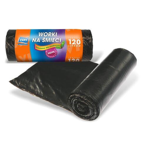 Worek na śmieci 120 l - 10 sztuk HDPE Ravi
