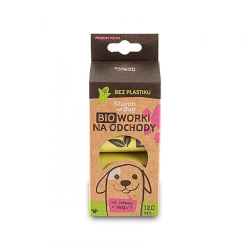 Kompostowalne BIOworki na odchody 8 rolek x 15 szt. zielone STARCHBAG