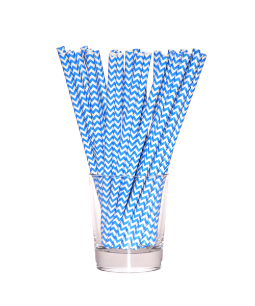 Słomka papierowa shake 8 mm niebiesko-biały 10 sztuk
