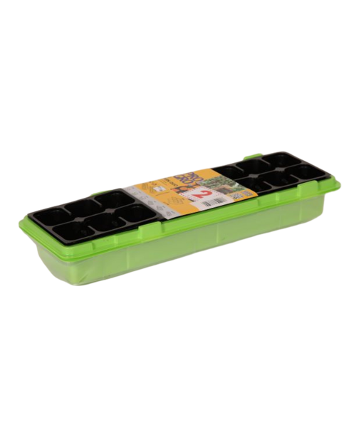 Miniszklarenki 47 x 16 cm z 18 doniczkami i przykryciem zielony 2 sztuki