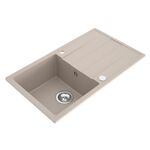 Zlewozmywak granitowy ZING 1-komorowy długi ociekacz 76 x 44 x 19,5 cm chrom/TON PURE SAND