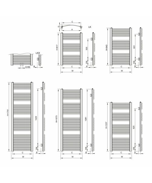Grzejnik dekoracyjny Loko 45 x 123,7 cm biały 9016 błyszczący 1, 4, 5, 8 ENIX