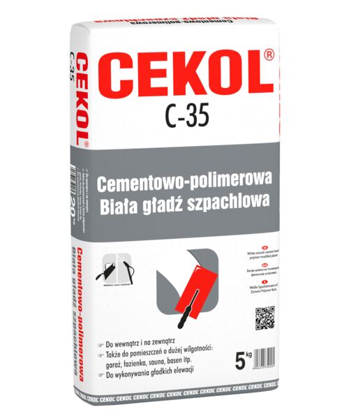 Gładź szpachlowa cementowo-polimerowa biała C-35 5 kg CEKOL