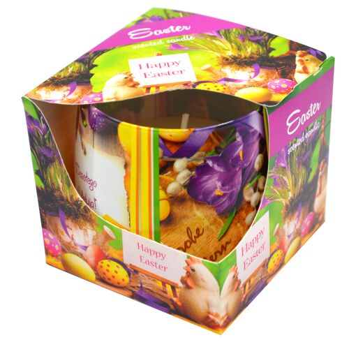 Świeca w szkle zapachowa Szczęśliwa Wielkanoc krokus