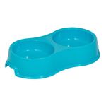 Miska podwójna dla psa kota plastikowa niebieska