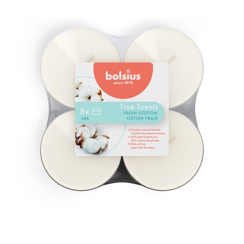 Świeca zapachowa Maxi Light 8 szt. świeża bawełna Bolsius