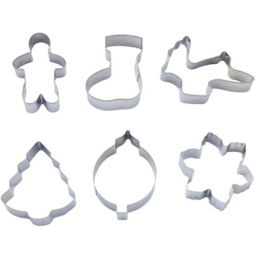 Wykrawacz nierdzewny do ciastek mix świąteczny 6 sztuk srebrny