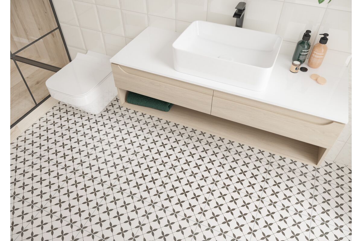 Gres szkliwiony Clover Pattern patchwork black 29,8 x 29,8 cm gat. I