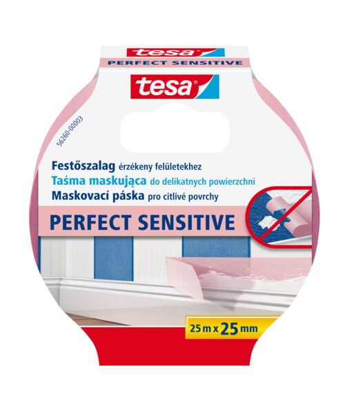 Taśma malarska maskująca Perfect do delikatnych powierzchni 25m:25mm różowa tesa®