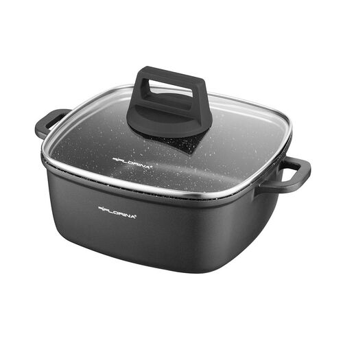 Garnek aluminiowy Chef kwadrat z pokrywką 20 x 20 x 9 cm 2,6 l