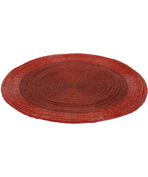Mata na stół czerwona z ozdobnymi koralikami 30 x 30 cm