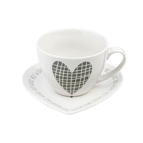 Filiżanka ze spodkiem Hearts 460 ml biały