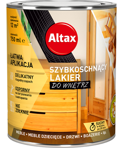 Lakier szybkoschnący do wnętrz 750 ml bezbarwny półmat Altax