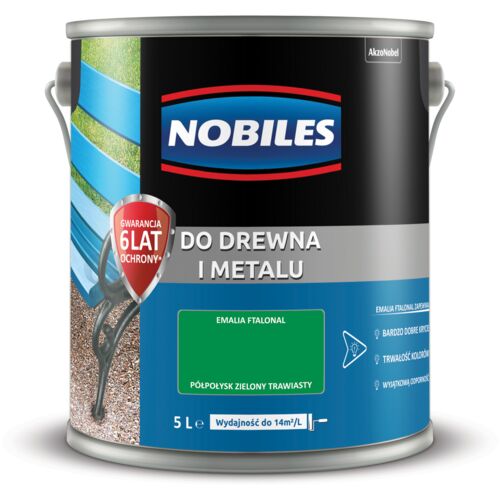 Farba ftalowa Do Drewna i Metalu Ftalonal Zielony Trawiasty 5 l Nobiles