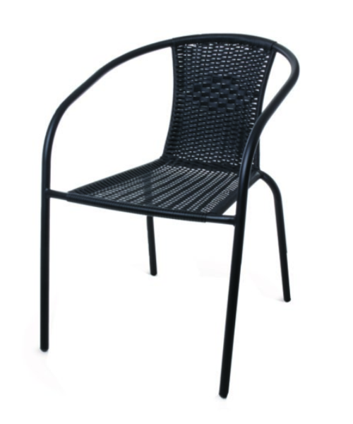 Fotel Bistro stal+rattan czarny