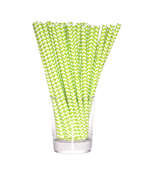 Słomka papierowa shake 8 mm limonkowo-biały 10 sztuk