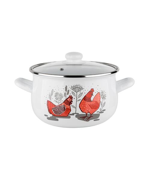 Garnek emaliowany Pyza Rubinka z pokrywką 18 cm 2,9 l