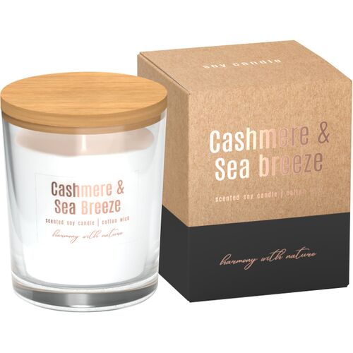 Świeca zapachowa w szkle SN73-327 sojowa kaszmir-bryza morska BISPOL