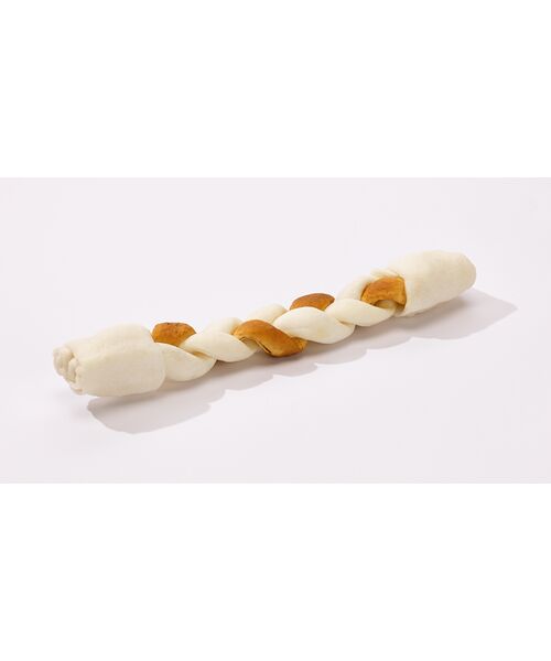Gryzak suszony warkocz wołowy Premium brązowo - biały 25 cm 1 sztuka