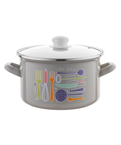 Garnek emaliowany prosty Staffio z pokrywką 18 cm 2,6 l