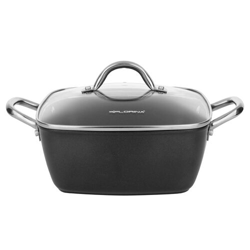 Garnek aluminiowy Nelio kwadratow z pokrywką 24 cm 4 l