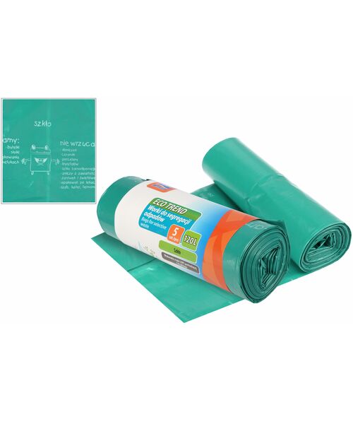 Worki na śmieci Eco Trend 120 l, 5 szt. zielone (szkło)