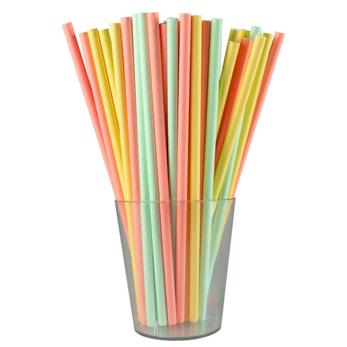 Słomka papierowa pastelowa 12 sztuk mix