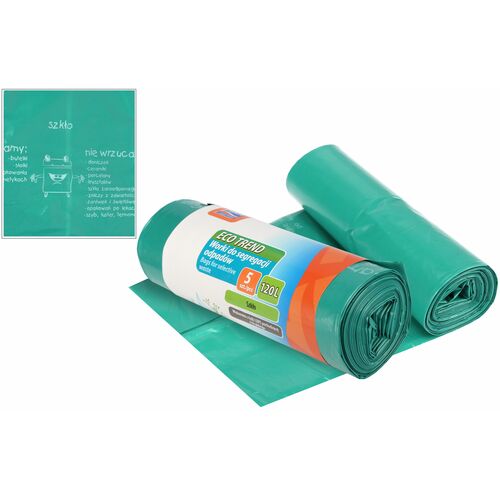 Worki na śmieci Eco Trend 120 l, 5 szt. zielone (szkło)