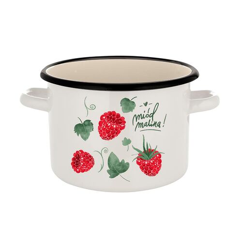 Garnek emaliowany prosty bez pokrywki Malina 16 cm 2 l
