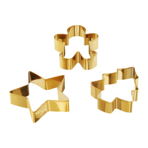 Wykrawaczki do pierniczków Noel czerwony/złoty gwiazda ludzik choinka 3 sztuki AMBITION