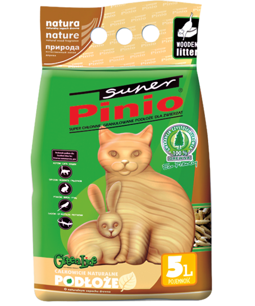Podłoże higieniczne dla kotów, chomików, świnek morskich, królików, szynszyli oraz ptaków Drzewne Niezbrylające Naturalne 5 l Super Pinio