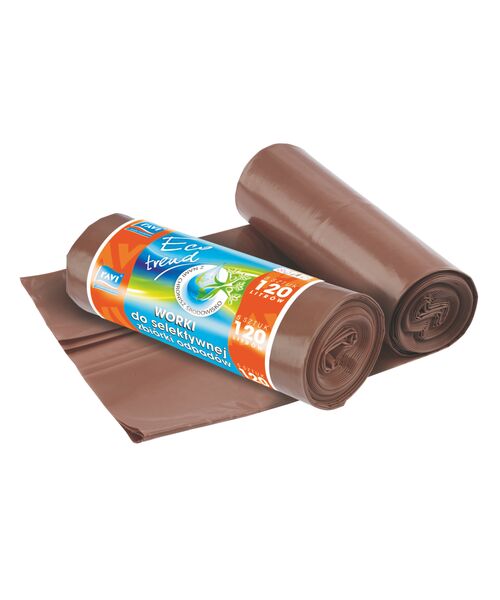 Worki na śmieci Eco Trend 120 l, 5 szt. brązowe (organiczne)