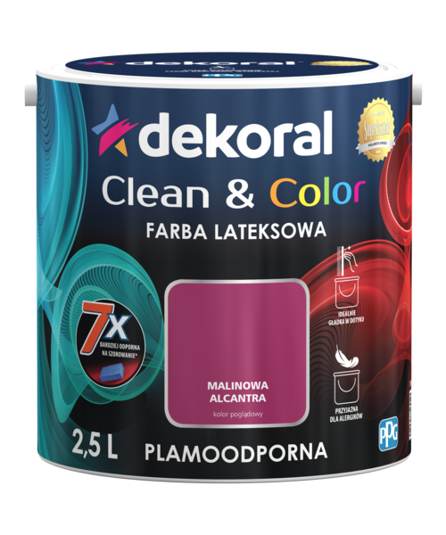 Farba lateksowa Clean&Color Malinowa Alcantra 2,5 l Dekoral